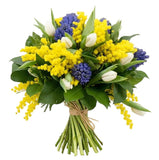 Hyacinth and Tulips with Mimosa Bouquet - Flowers Box London