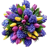 Hyacinth with Yellow & Pink Tulips Bouquet