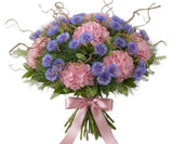 Hydrangea and Cornflowers with Curly Willow Bouquet - Flowers Box London