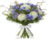 Hydrangea and Cornflowers with Curly Willow Bouquet - Flowers Box London