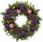 Hydrangea and Pink Blooms Rustic Festive Wreath