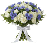 Hydrangea with Cornflowers and Roses Bouquet - Flowers Box London
