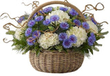 Hydrangea with Cornflowers Basket - Flowers Box London