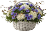 Hydrangea with Cornflowers Basket - Flowers Box London