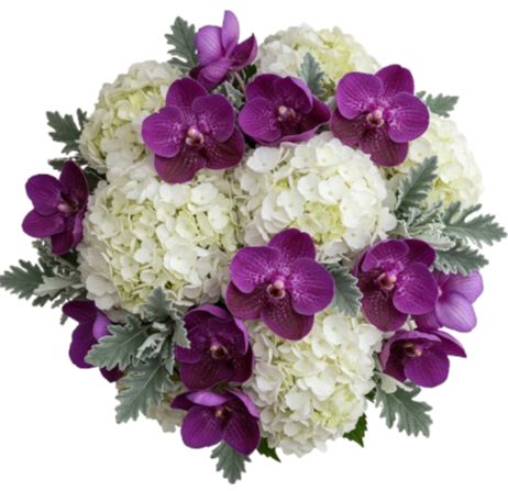 Hydrangea with Vanda Orchids Blooms Bouquet