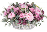 Impressive Basket of Peonies with Hellebore and Carnations - Flowers Box London