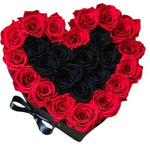Infinity Red and Black Roses Heart Box - Rose Head Ø 5cm