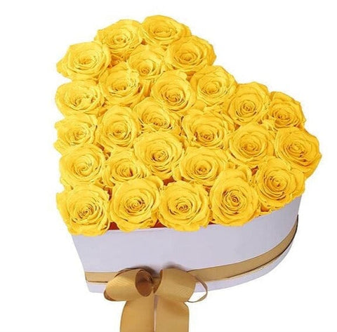 Infinity Yellow Roses Box - Rose Head Ø 5cm