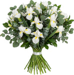 Iris and Freesias Eucalyptus Bouquet - Flowers Box London