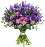 Iris and Scobiosa with Lavender Bouquet - Flowers Box London