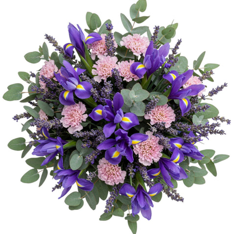 Iris and Scobiosa with Lavender Bouquet