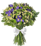 Iris with Daisy Tanacetum and Chrysanthemum Bouquet - Flowers Box London