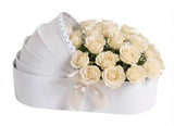 Ivory Roses in Cradle Box - Flowers Box London