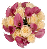 Ivory Roses with Pink Calla Lily Bridal Bouquet - Flowers Box London