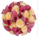 Ivory Roses with Pink Calla Lily Bridal Bouquet - Flowers Box London