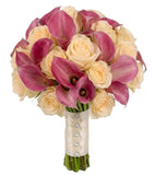 Ivory Roses with Pink Calla Lily Bridal Bouquet - Flowers Box London