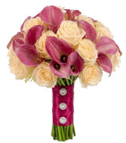 Ivory Roses with Pink Calla Lily Bridal Bouquet - Flowers Box London