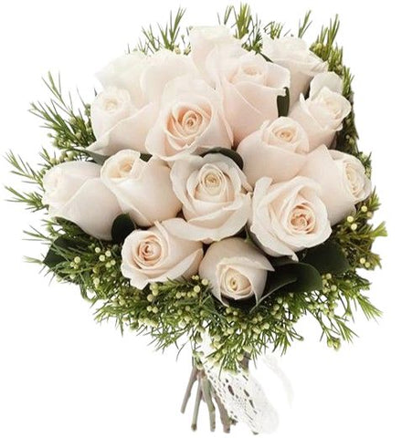 Ivory Roses with Wax Flowers Bridal Bouquet