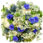 Ivory Spray Roses with Cornflowers Bouquet