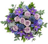 Lavender Roses with Blue Forget Me Not Bouquet - Flowers Box London