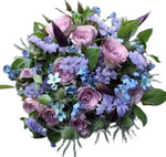 Lavender Roses with Blue Forget Me Not Bouquet