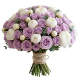 Lavender Roses with Peonies Refined Luxury Bouquet - Flowers Box London