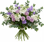 Lavender Roses with Stock and Sweet Pea Bouquet - Flowers Box London