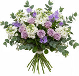 Lavender Roses with Stock and Sweet Pea Bouquet - Flowers Box London