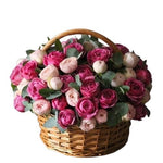 Light Pink and Cerise Spray Roses Basket - Flowers Box London