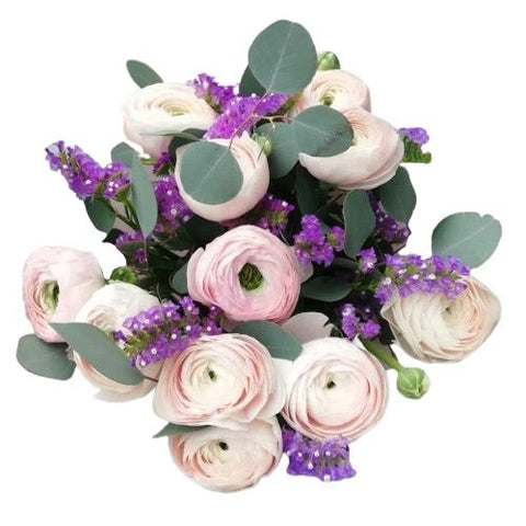 Light Pink Ranunculus wit Limonium Bouquet - Flowers Box London