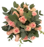 Light Pink Roses With Eucalyptus Bouquet - Flowers Box London