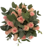 Light Pink Roses With Eucalyptus Bouquet - Flowers Box London