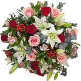 Lily and Blushed Roses Bouquet - Flowers Box London
