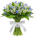 Lily Of The Valey and Forget Me Not Bouquet with Greenery - Flowers Box London