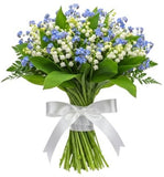 Lily Of The Valey and Forget Me Not Bouquet with Greenery - Flowers Box London