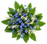 Lily Of The Valey and Forget Me Not Bouquet with Greenery - Flowers Box London