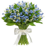 Lily Of The Valey and Forget Me Not Bouquet with Greenery - Flowers Box London