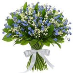 Lily Of The Valey and Forget Me Not Bouquet with Greenery - Flowers Box London