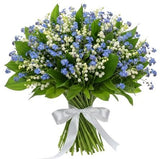 Lily Of The Valey and Forget Me Not Bouquet with Greenery - Flowers Box London