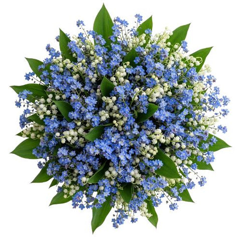 Lily Of The Valey and Forget Me Not Bouquet with Greenery