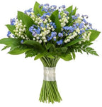 Lily Of The Valey and Forget Me Not Bouquet with Greenery - Flowers Box London
