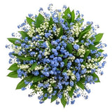 Lily Of The Valey and Forget Me Not Bouquet with Greenery - Flowers Box London