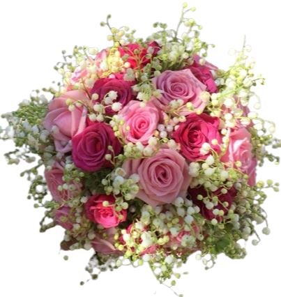 Lily of Valley and Pink Roses Bouquet - Flowers Box London