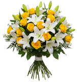 Lily & Yellow Roses Luxury Bouquet - Flowers Box London