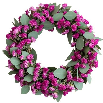 Limonium with Eucalyptus Door Wreath - Flowers Box London