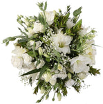 Lisianthus with White Lily and Gypsophila Bouquet