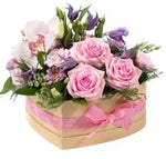 Lovely Box of Pink Flowers with Purple Accent