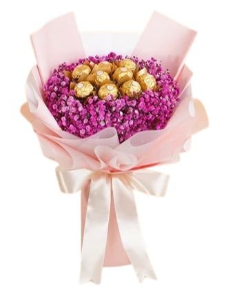 Lovely Chocolate Bouquet in Gypsophila Nest - Flowers Box London