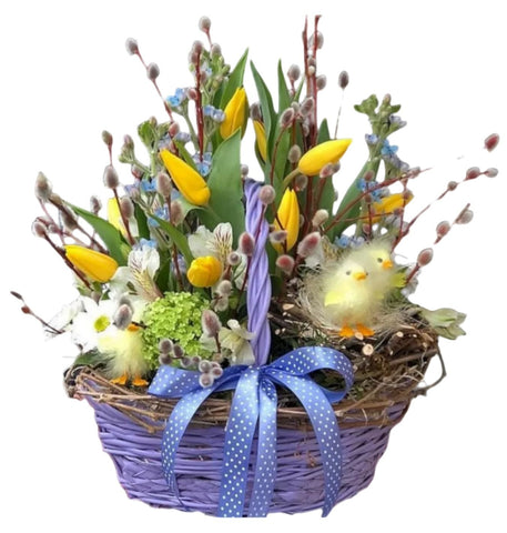 Lovely Easter Basket of Flowers - Flowers Box London