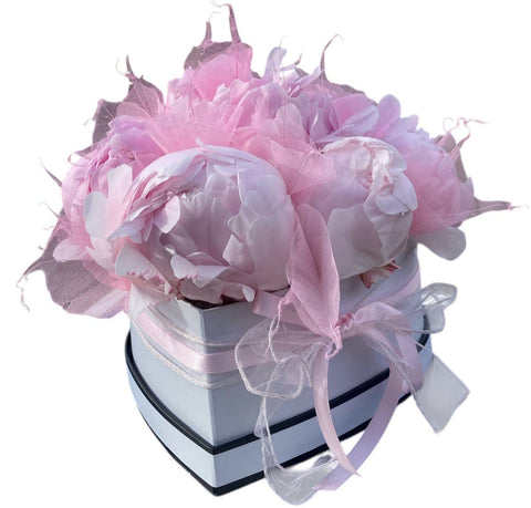 Lovely Peonies Box with Skeleton Leaves - Flowers Box London